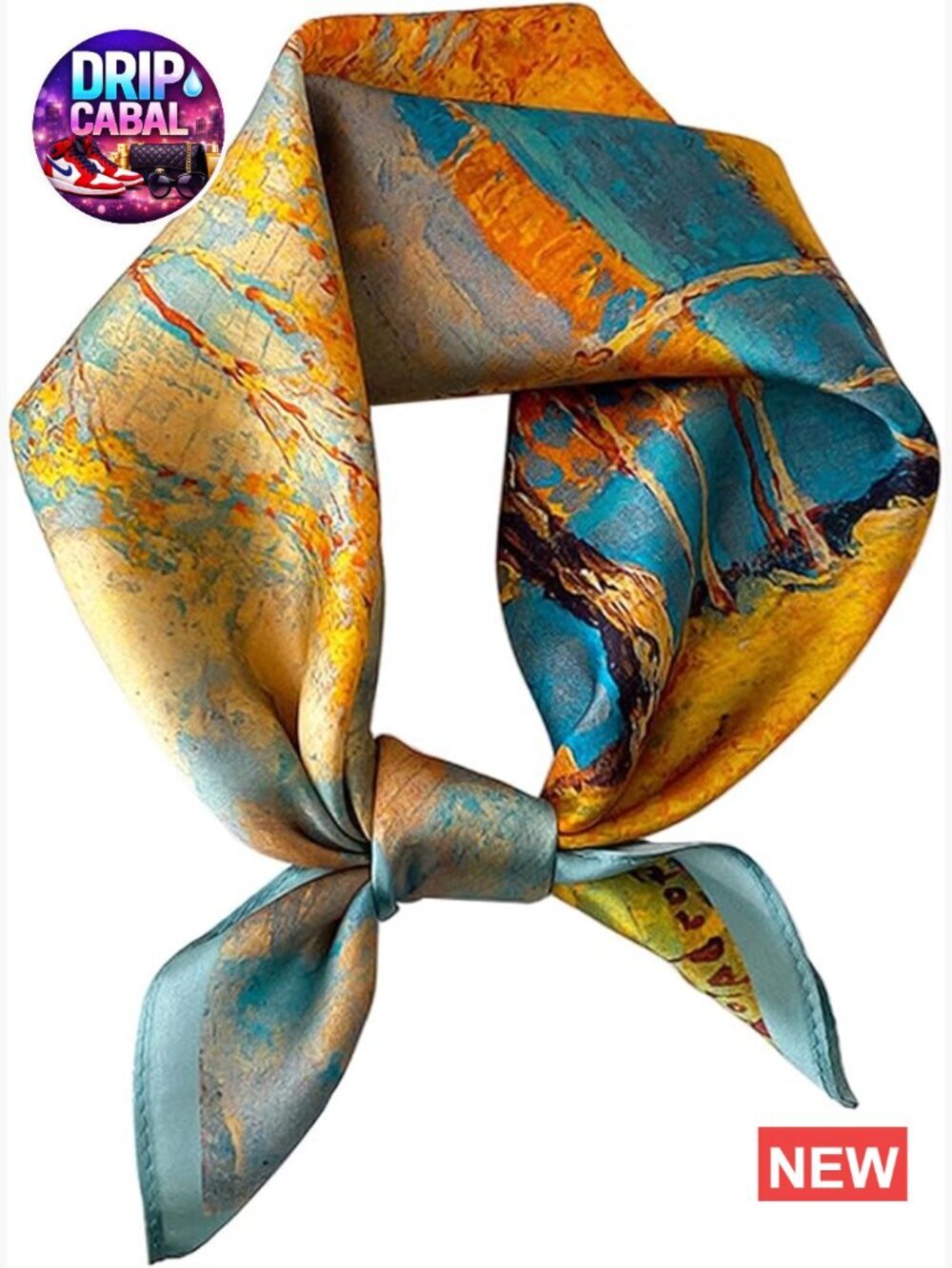 100% Mulberry Silk Square Neckerchief Wrap Hair Scarf Lightweight 21"